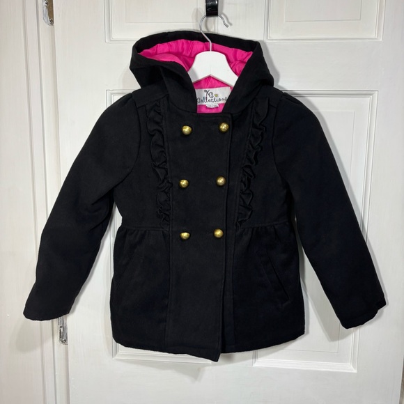 KC COLLECTIONS Girl’s size 6X Black Fleece Dress Coat - Picture 1 of 11